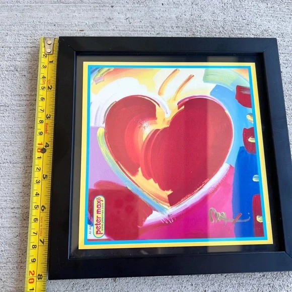 PeterMax “Heart” 2006 PopArt Print Rare Studio Edition Vibrant Colors Framed 8x8
